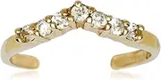 [JewelryWeb] 14k Yellow Gold CZ Simulated Diamond Adjustable V Shape Body Jewelry toe ring-toe ring for Women