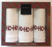Avanti Fingertip Towels , Holiday/Christmas Ho Ho Ho, 3 Pack Boxed
