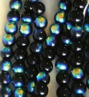 Vintage Round 6mm Druk? Glass Beads Brilliant ABtype radiance on 1 side AMAZING!