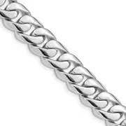 Solid 14K White Gold 9 inch 10.8mm Hand Polished Rounded Curb Link with Box Catch Clasp Bracelet