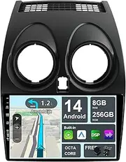 BXLIYER ¦ 8G+256G ¦ Android 14 IPS Car Stereo For Nissan Qashqai J10 (2006-2015) - Wireless CarPlay/Android Auto - Camera + MIC - 9 Inch 2 Din 8 Core DAB Steering Wheel Fast-boot 360-CAM GPS Navi Head