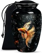 Fishing Urns - Large Black Urns for Adult Human Ashes Male & Female - Funeral Cremation Urn for Mom, Dad, Men & Women - 10 Inch Memorial Urn