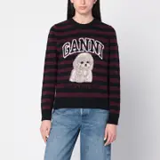 [GANNI] Striped sweater with poodle M Multicolor