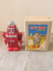 NOS Tin Toy Space Robot Wind-Up Spring Action Vintage Rare Red Made in Japan