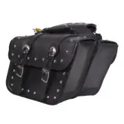 14" W MOTORCYCLE PVC STUDDED SADDLEBAGS w/ CONCHO & POCKET FOR SUZUKI - SDA13