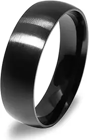 [Gemini] His Her Black Comt-Fit Dome Ring Brushed Wedding Titanium Ring Valentine Day Gift 5mm 7mm