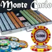 New 1000 Monte Carlo Poker Chips Set with Aluminum Case - Pick Denominations!