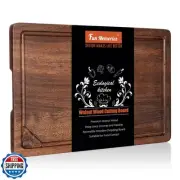 Fun Memories Black Walnut Cutting Board for Kitchen, Reversible Large Butcher
