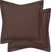 Cotton Metrics Heavy Quality European Square Pillow Shams Set of 2 Brown 600TC 100% Organic Cotton Euro Pillow Shams 26x26 Pillow Cover, Cushion Cover Euro Size