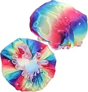 Baluue 2pcs Shower Cap Dry Hair Washing Cap Shower Hat Women Bath Caps Bath Accessories for Women Washable Shower Hats Hair Washing Caps for Elderly Bathroom Cap Adults Shower Hats Satin