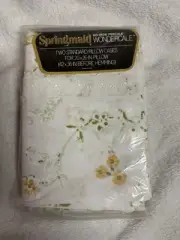 Vintage NOS Springmaid Floral Standard Pillowcase Set Wondercale