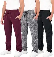 Real Essentials 3 Pack: Boys' Tech Fleece Open Bottom Sweatpants with Pockets
