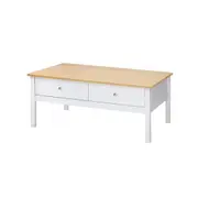 Oikiture Coffee Table Storage Drawers Side Tables Sofa Cafe Desk Natural White