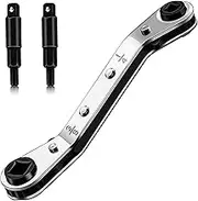 Hvac Service Wrench Tools:3/16” to 3/8” 5/16'' x 1/4''Air Conditioner Valve Ratchet Wrench with 2 Hexagon Bit Adapter Kit for Air Refrigeration Tools and Equipment Repair Tools Clearance