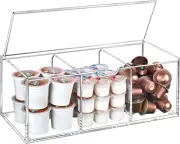 Acrylic Coffee Pod Holder with Lid for 24 Kcup Clear Capsule Storage Organizer