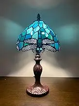 Sea Blue Tiffany Lamp, Dragonfly Style Lamp, Stained Glass