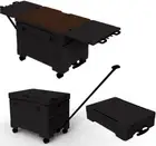 Outdoor Bees Large Foldable Picnic Table with Storage Box and Wheel (Black) -...