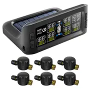 Elinz Solar Powered Tyre Pressure Monitoring System Trailer Caravan TPMS 6 Flow-thru Sensors