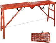 [LEADALLWAY] Scaffolding Platform 58''(L) x15''(W) x30''(H) Folding Adjustable Scaffolding for Stairs Portable Work Platform Ladder 770 LBS Capacity,Red
