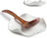 Cormomu Spoon Rest for Stove Top, 5.2" Ceramic Spoon Holder for Kitchen Countertop, Coffee Spoon Rest, Large Cooking Spatula Holder for Spoons, Ladles or Tongs, Housewarming, Christmas Gifts, White