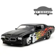 JADA BIGTIME MUSCLE 1971 PONTIAC GTO 1/24 DIECAST MODEL with FLAMES BLACK 35022