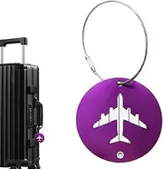 Lmyit Bag Tags - Round Name Travel Tags,Metal Double Sided Tags, Airplane Design Travel Labels Set Tags for Suitcases Luggage Easy Identification