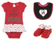 MLB Infant Arizona Diamondbacks Play With Heart Creeper, Bib & Bootie Set