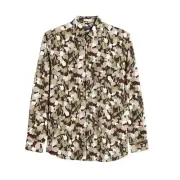 Ted Baker London Men's Poplar Abstract Floral Button Down Collar Shirt Brown 2XL