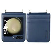 Hanman PU Flip Leather Wallet Cover Case for Samsung Galaxy Z Flip 6 (Navy Blue)