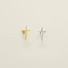 14K REAL Solid Gold Plain Mini Cross Cartilage Stud Earring Piercing 18 Gauge