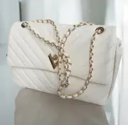 NWT Valentino Orlandi White Quilted Handbag With Gold Chain Strap MSRP $320.00