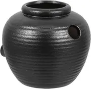 BCOATH Fountain Flowing Water Clay Pot Waterfall Fish Tank Decoration Mini Ornaments Outdoor Ornaments Fountain Jar for Indoor Pond Fountain Desktop Water Fountain Ceramics Black