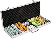 500-count Monte Carlo Poker Chips with Aluminum Case, 14 Gram, 3-Tone Chips | Includes 2 Decks of Cards & Dealer Button | Poker Sets with Case for Poker, Texas Hold 'em, Gambling & Casino Games