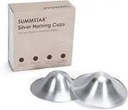 Original Silver Nursing Cups, 2 Pack Soothies Nipple Shields for Nursing Newborn, Breastfeeding Essentials, 100% Natural Safe Material for Nipple Protect and Soothe, 1 Pair Nipple Silver Shield - L