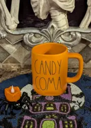 Rae Dunn CANDY COMA Orange Mug Coffee Cup Halloween NEW