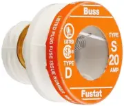 Bussman BP/S-20 20 Amp 125Vac Dual- Element Time-Delay Plug Fuse 2 Count