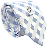 [Cherished Moments] Boys First Communion Tie with Chalice Tie Pin or Personalized Tie Bar in Silver-Tone, 45-inch