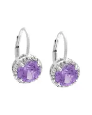 Silver 2.62 ct. tw. Diamond & Amethyst Earrings