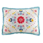 Pioneer Woman Pillow Sham Set Mazzie Medallion Standard Size 2Pc Floral White