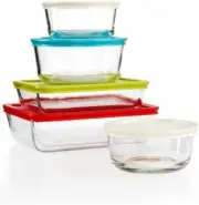 Pyrex 10-Piece Simply Store Glass Containers with Colored Lids Set