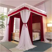 Bed Canopy Bedroom Mosquito Net for 5ft/1.5m Bed, 4 Corner Support Luxury Bed Canopy, Blackout & Dustproof Bed Curtain Mosquito Net (Color : Style 8, Size : 150x200x200cm)