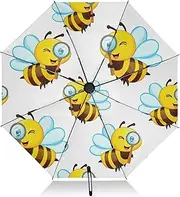 [RPLIFE] Compact Umbrella, Umbrella for Rain and Wind, Automatic Open/close, Compact Size for Women Backpacks/Handbags, Cute Cartoon Bees