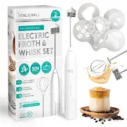 Milk Frother and Whisk Set | USB Rechargeable Milk Frother with Stainless Ste...