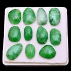 11 Pcs Natural Brazilian Emerald 16mm-19mm Checker Cut Loose Gemstones Wholesale