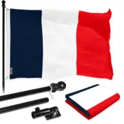 6 Feet Tangle Free Spinning Flagpole (Black) Navy Blue NEW France French