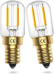 TobeBright 1W T22 LED E14 Ultra Warm White 2200K e14 Filament Bulbs AC220-240V SES Small Screw Bulb 10W-15W Equivalent t22 tubulaire Glass Night Bulb Salt led for Decoration, etc (Non-Dimmable, 2Pcs)
