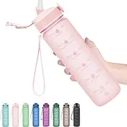 [Hyeta] 32oz Water Bottles with Straw - Stay Motivated and Hydrated with Convenient Times to Drink Markings, Durable, Leak-proof