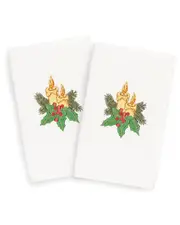 Linum Home Textiles Set of 2 Christmas Candles Hand Towels