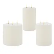 Amalfi Hughe LED Pillar Candles 3 Wicks Set of 3 Various Sizes