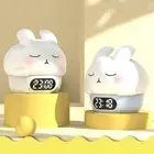 Silicone Touch Night Light with Alarm Clock Warm Light+RGB Silicone Bunny Lamp